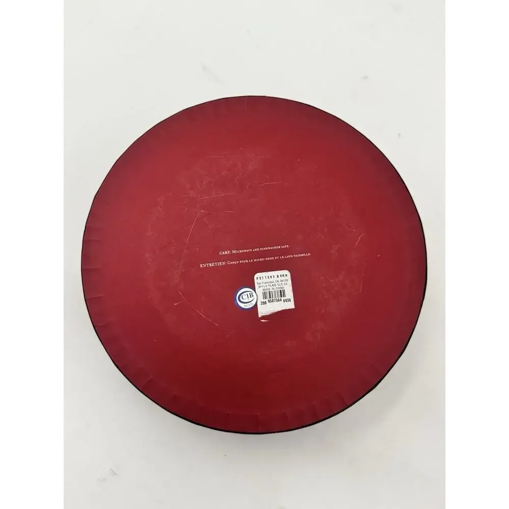 Set of 3 Pottery Barn Buffalo Plaid Check Red & Black Salad Plates